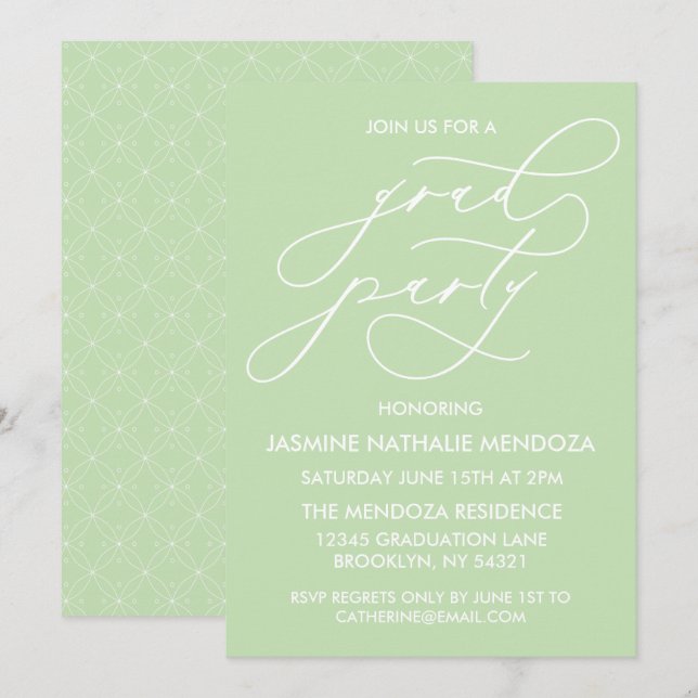 INVITACIÓN DE GRADUACIÓN DE CALLIGRAFÍA SIMPLE Y B (Anverso / Reverso)