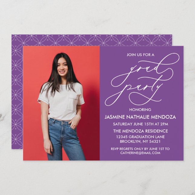 INVITACIÓN DE GRADUACIÓN DE CALLIGRAFÍA SIMPLE Y B (Anverso / Reverso)