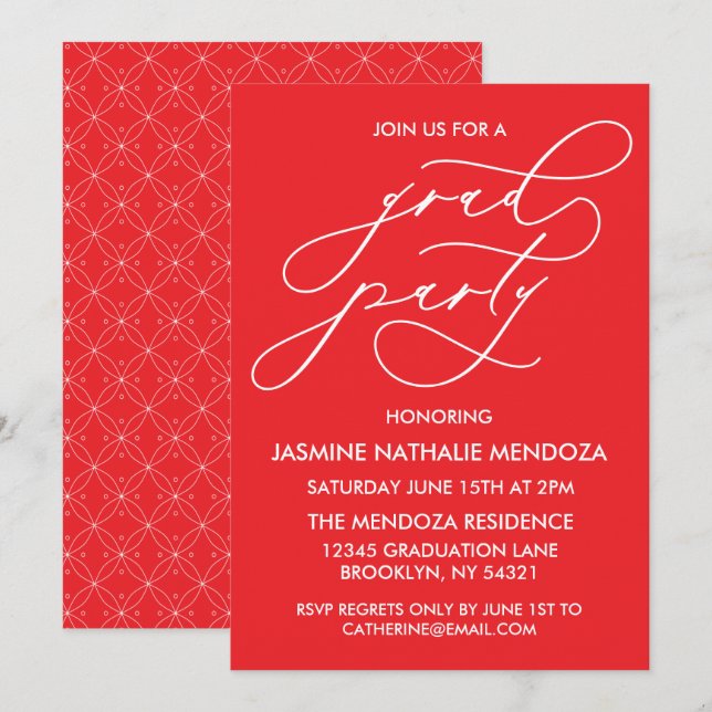 INVITACIÓN DE GRADUACIÓN DE CALLIGRAFÍA SIMPLE Y B (Anverso / Reverso)