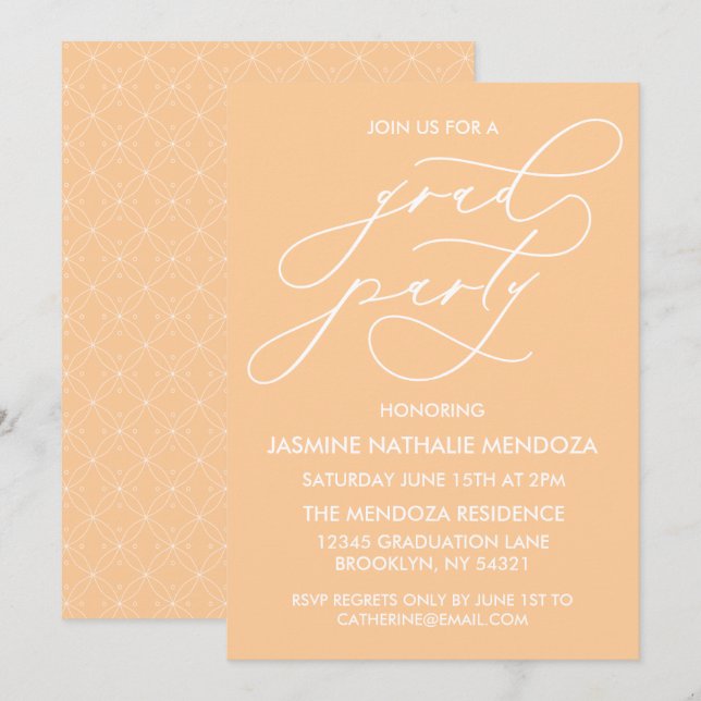 INVITACIÓN DE GRADUACIÓN DE CALLIGRAFÍA SIMPLE Y B (Anverso / Reverso)