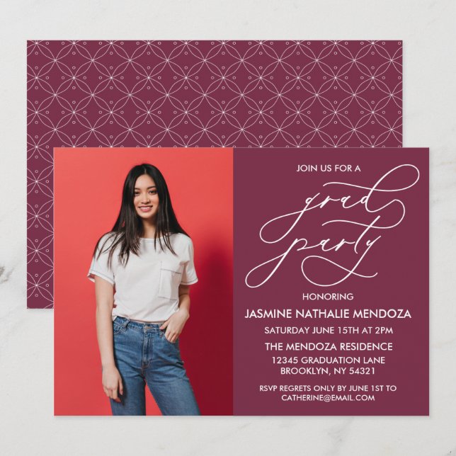 INVITACIÓN DE GRADUACIÓN DE CALLIGRAFÍA SIMPLE Y B (Anverso / Reverso)