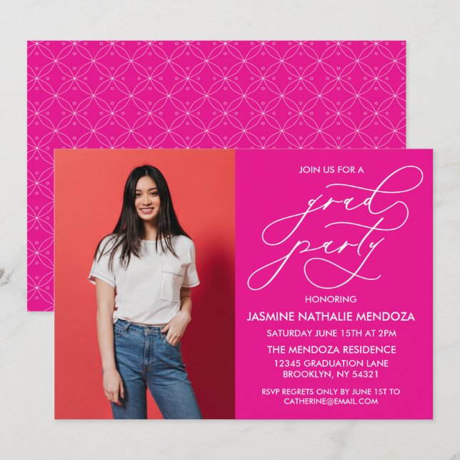 INVITACIÓN DE GRADUACIÓN DE CALLIGRAFÍA SIMPLE Y B (Anverso / Reverso)
