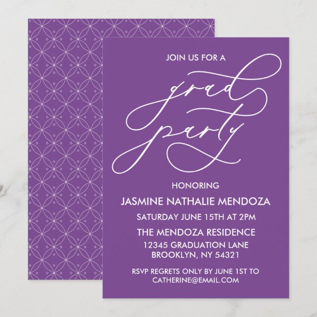 INVITACIÓN DE GRADUACIÓN DE CALLIGRAFÍA SIMPLE Y B (Anverso / Reverso)