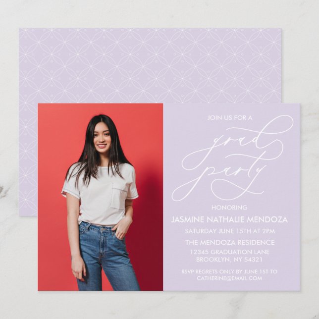 INVITACIÓN DE GRADUACIÓN DE CALLIGRAFÍA SIMPLE Y B (Anverso / Reverso)