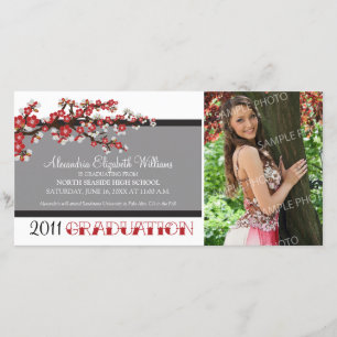 Invitación de graduación de cerezo en flor (negro)