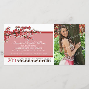Invitación de graduación de cerezo en flor (rojo)