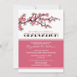 Invitación de graduación de cerezo en flor (rosa)