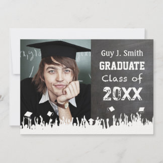 Invitación de graduación de Chalkboard a su foto