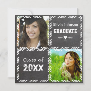 Invitación de graduación de Chalkboard a su foto