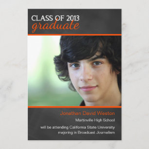 Invitación de graduación de Chalkboard y Naranja 2