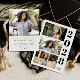 Invitación de graduación de chica con varias fotos