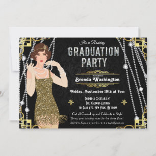 Invitación de graduación de chica Flapper de Gatsb