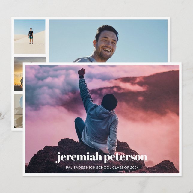 invitación de graduación de Collage de fotos de 20 (Anverso / Reverso)