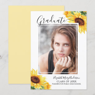 Invitación de graduación de color de agua con foto