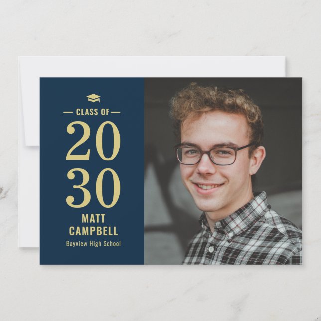 Invitación de graduación de color editable año sól (Anverso)