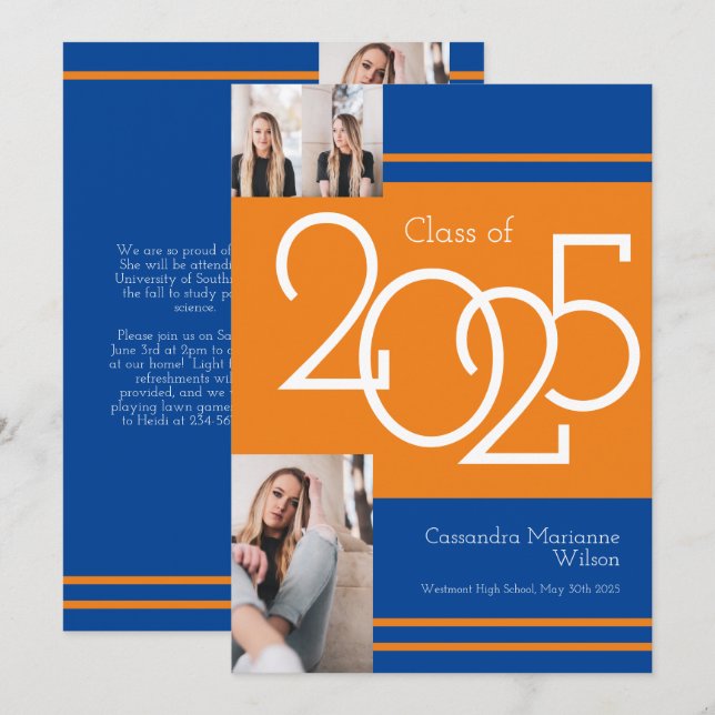 Invitación de graduación de Colores de la Escuela  (Anverso / Reverso)