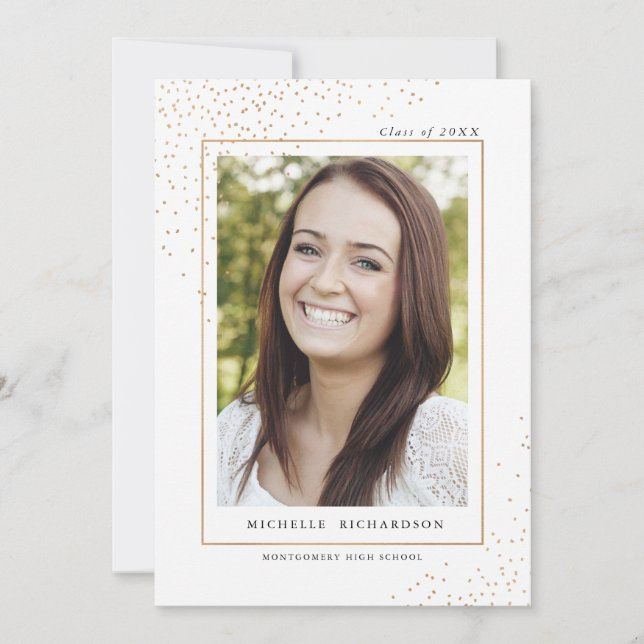 Invitación de graduación de Confetti Gold (Anverso)