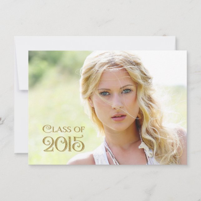 Invitación de graduación de Confetti Gold para chi (Anverso)