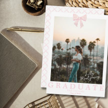 Invitación de graduación de Coquette Pink White Bo