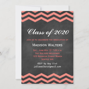 Invitación de graduación de Coral y Pizarra