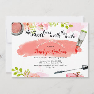 Invitación de graduación de cosméticos acuarela