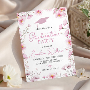 Invitación de graduación de Cosmos Rosa y Abeja
