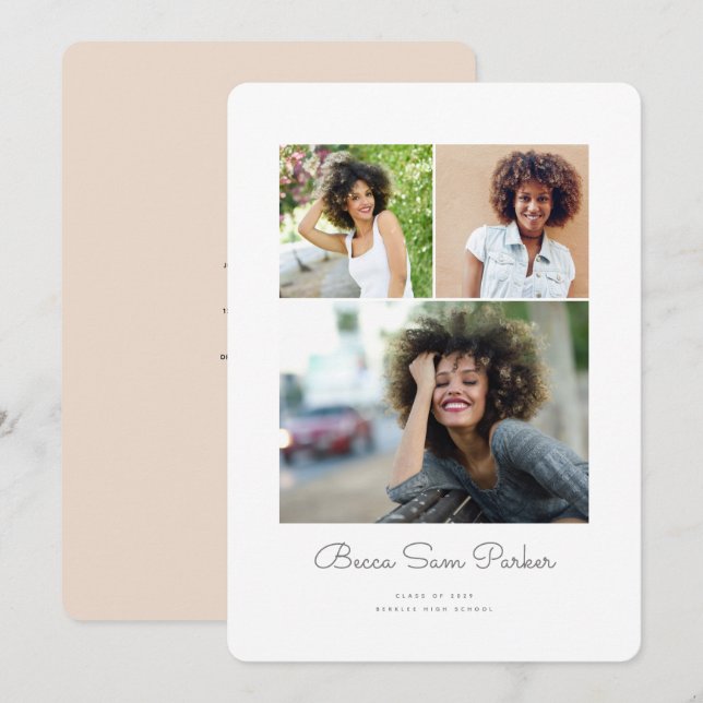 Invitación de graduación de cuadrícula Tri (Anverso / Reverso)