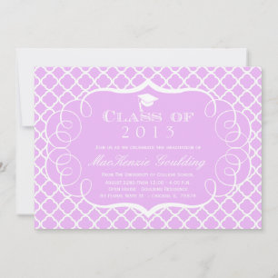 Invitación de graduación de cuatrefoil púrpura + b