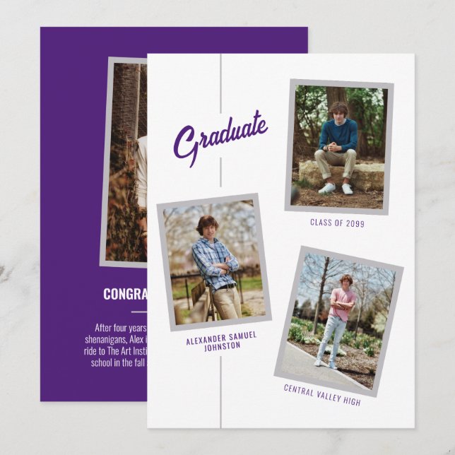 Invitación de graduación de cuatro fotografías en  (Anverso / Reverso)