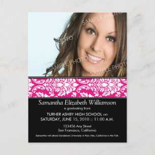 Invitación de graduación de damasco elegante (rosa