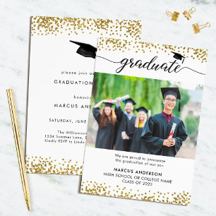 Invitación de graduación de doble cara con foto de
