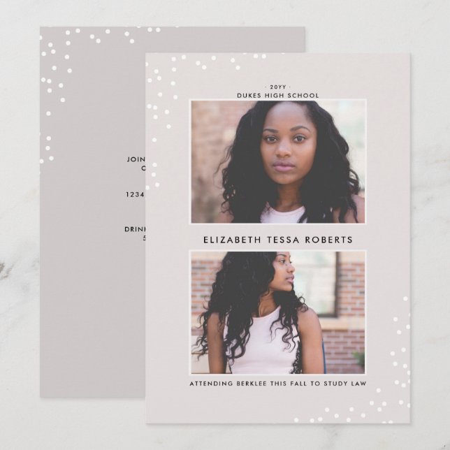 Invitación de graduación de doble puntería (Anverso / Reverso)