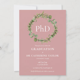 Invitación de graduación de doctorado con guirnald