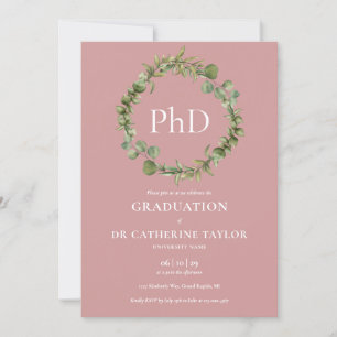 Invitación de graduación de doctorado con guirnald