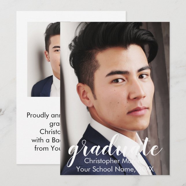 Invitación de Graduación de Dos Fotografías (Anverso / Reverso)