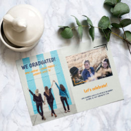 Invitación de graduación de dos fotos de amigos