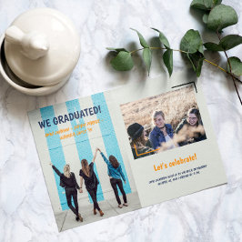 Invitación de graduación de dos fotos de amigos