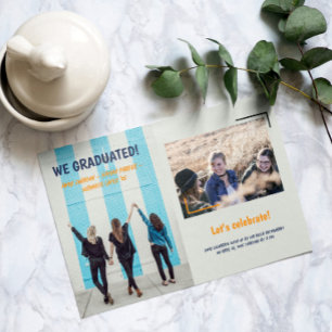Invitación de graduación de dos fotos de amigos