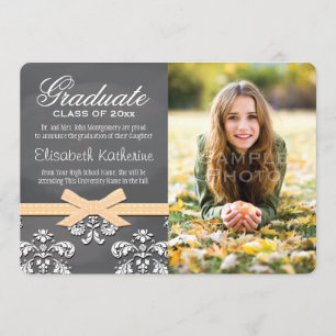 Invitación de graduación de encaje de cartón amari