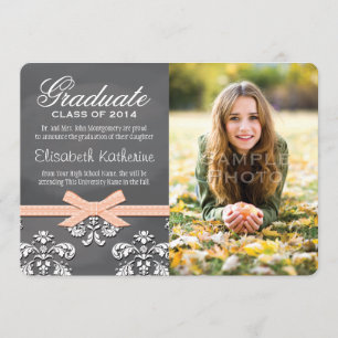 Invitación de graduación de encaje de cartón coral