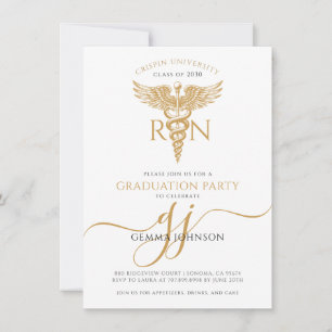 Invitación de graduación de enfermera con caduceo 