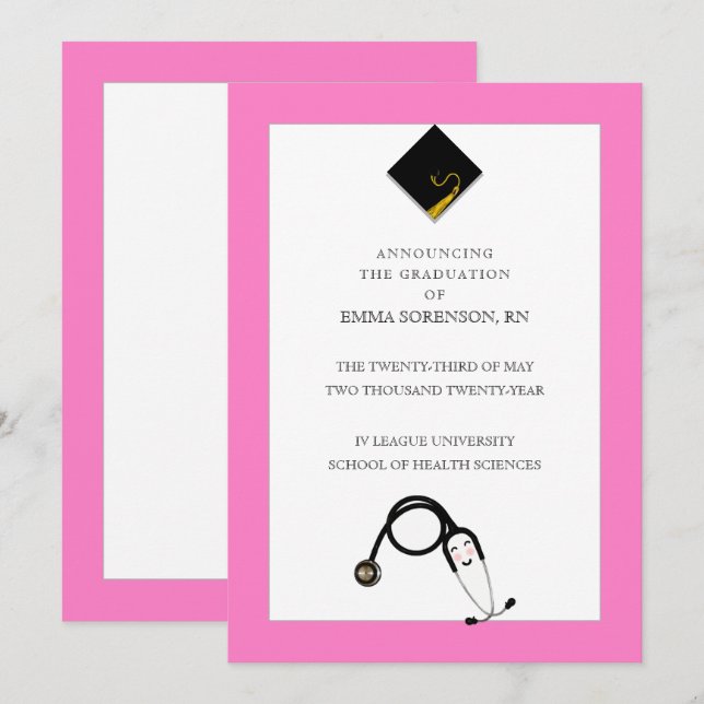 Invitación de graduación de enfermería (Anverso / Reverso)