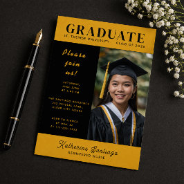 Invitación de Graduación de Enfermería Black Gold
