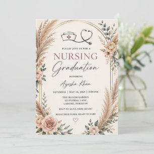 Invitación de Graduación de Enfermería Boho con Es