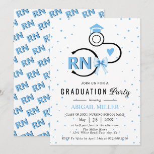 Invitación de graduación de enfermería estetoscopi