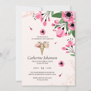 Invitación de Graduación de Enfermería Floral   RN