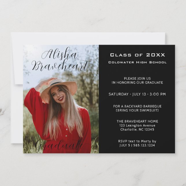 Invitación de graduación de escuela secundaria con (Anverso)