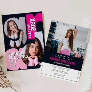 Invitación de graduación de escuela secundaria par