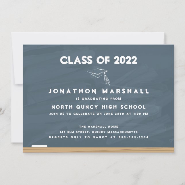 Invitación de Graduación de Escuelas de Chalkboard (Anverso)