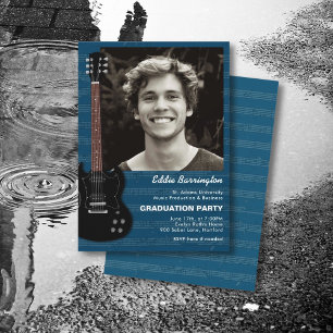 Invitación de graduación de fiesta con guitarra de